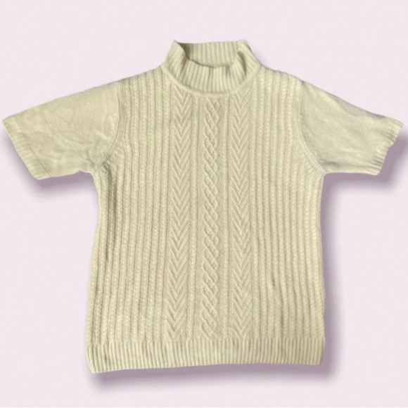 Hasting & Smith Knit Short Sleeve Sweater Yellow Mock Neck Women’s Size Large - Picture 3 of 15